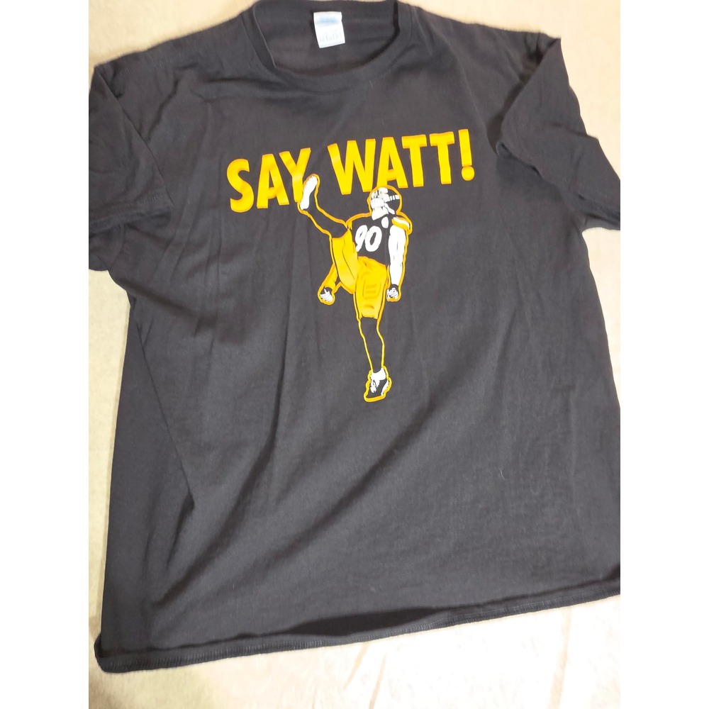 Gildan TJ Watt Say Watt Pittsburgh‎ Steelers Graphic T-Shirt Mens XL Black